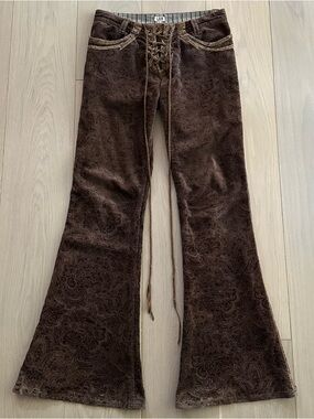 LGB 2000s Lace Up Python Trim ‘Jimi’ Flared Pants